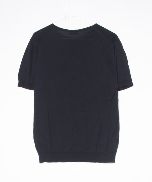 「JOHN SMEDLEY」 半袖ニット M ネイビー メンズ