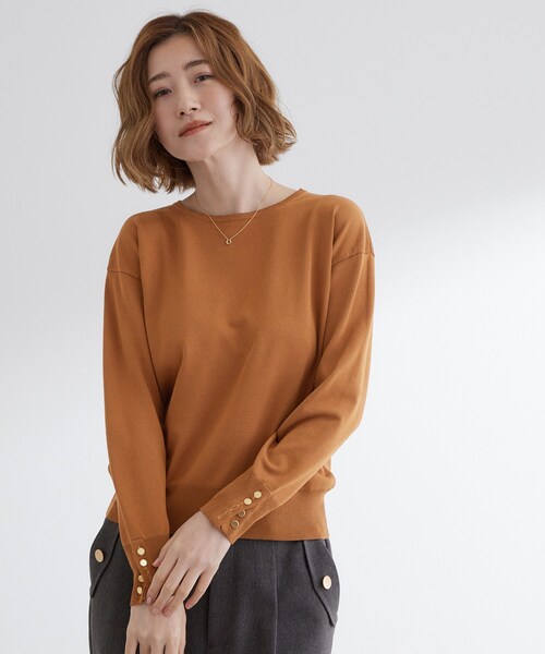 韓国　GROVE GRVR グローブ　ニット　トップス　長袖　ブラウン　シャツ grove（グローブ） ニット セーター ON/OFF毎日使える！袖口ボタン