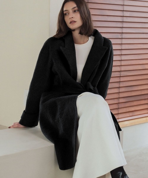 極美品◎ワイズ ロングニットコート ボタンレス ウール ブラック Lサイズ相当 ブティックセリザワ ウールカシミヤロングコート | ライトアップ