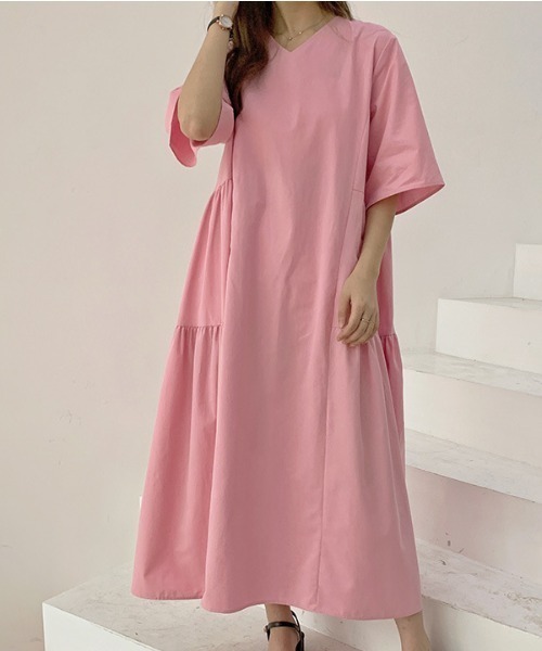 「a lot of love」 7分袖ワンピース FREE ブラック レディース_画像7