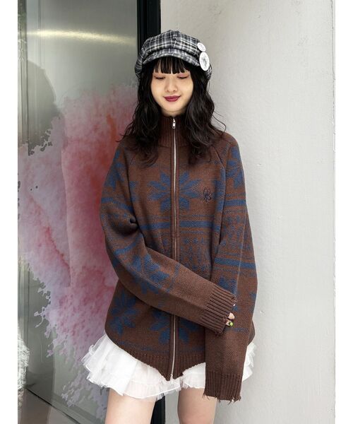 jouetie（ジュエティ） カーディガン ノルディックジップルーズ