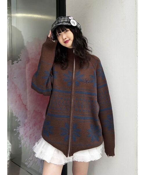 jouetie（ジュエティ） カーディガン ノルディックジップルーズ