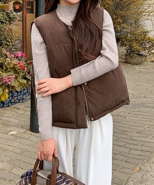 kolor ダウンベスト　コーデュロイ ダウンベスト ベスト コーデュロイノーカラー中綿ベスト