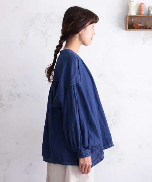 soulberry（ソウルベリー） ブラウス シャツ 青いリネンのブラウス