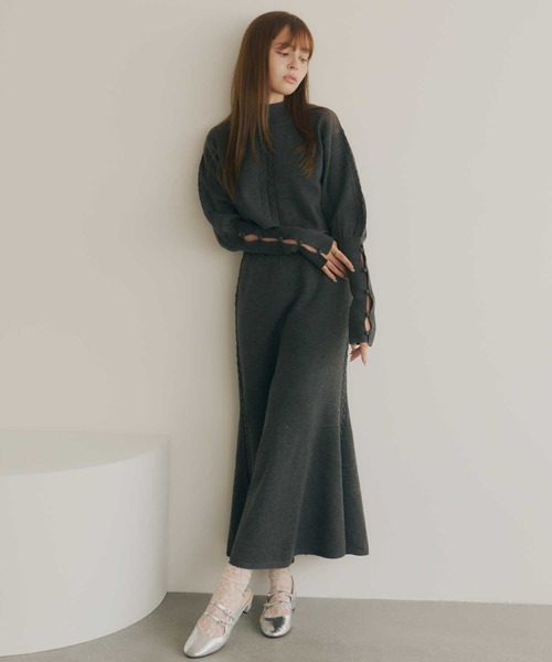 Lepus Fae スカート ケーブル切り替えマーメイドニットスカート