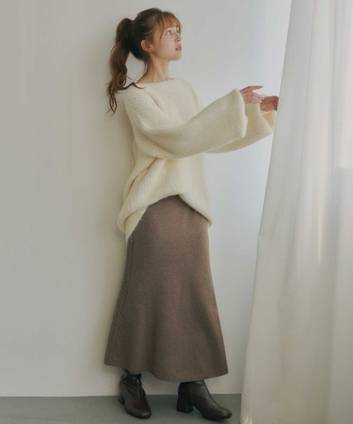 Lepus Fae スカート ケーブル切り替えマーメイドニットスカート