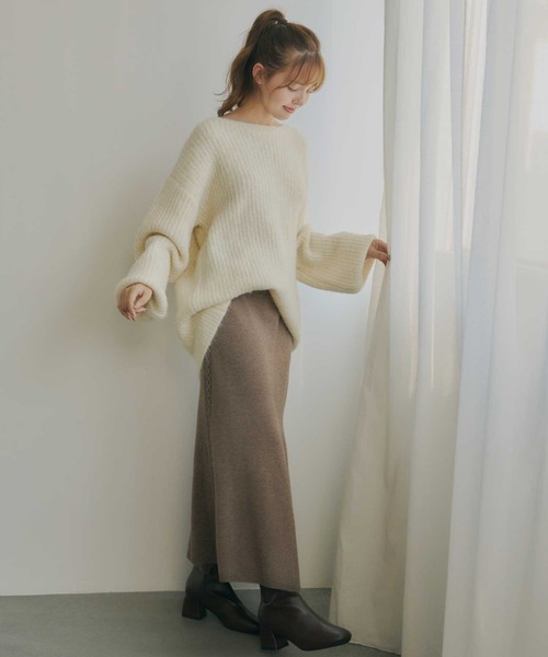 Lepus Fae スカート ケーブル切り替えマーメイドニットスカート