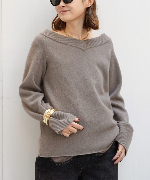 美品*ドゥーズィエムクラス Vネック ミドルゲージニット コットン ゆったり Deuxieme Classe（ドゥーズィエムクラス） ニット セーター *ミドル