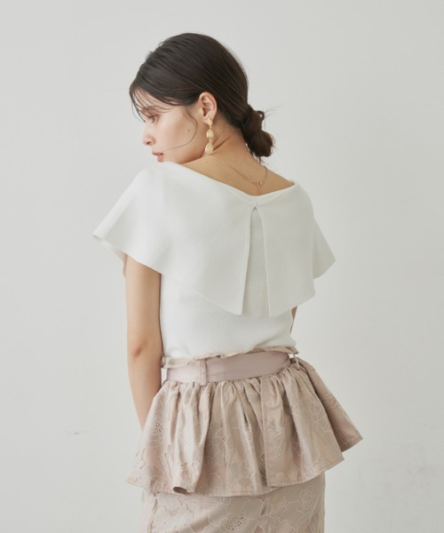 「VIOLETTA」 半袖ニット FREE グレイッシュベージュ レディース_画像3