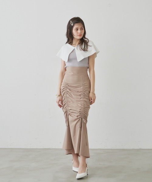 「VIOLETTA」 半袖ニット FREE グレイッシュベージュ レディース_画像5