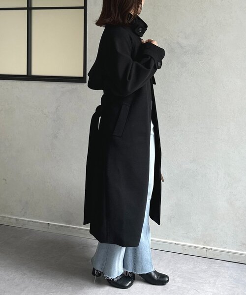 VOAAOV 定価5万 スタンドカラーロングコート ブラック 0 VOAAOV 定価5万 スタンドカラーロングコート ブラック 0