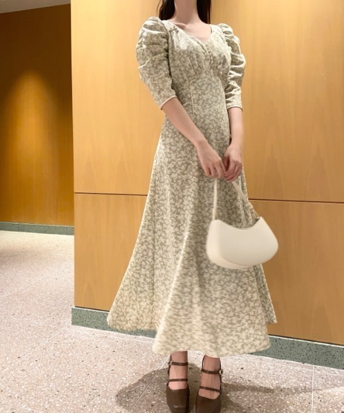 SNIDEL（スナイデル） 7分袖ワンピース 0 ブラウン レディース