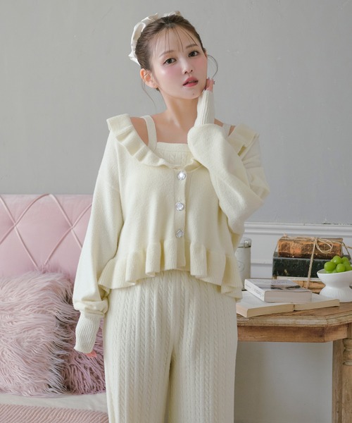 パジャマ ルームウェア 「SET ITEM」cup in camisole knit set up