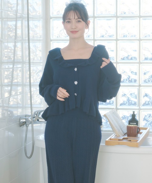 腹巻き パジャマ ルームウェア 「SET ITEM」cup in camisole knit set