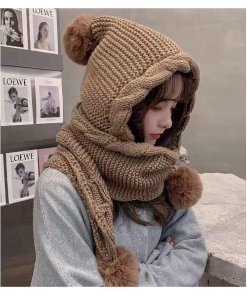 マフラー ストール 手編み風フード付きマフラー レディース : ZOZOTOWN