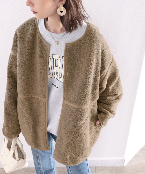 「classicalelf」 ノーカラーコート LARGE ベージュ レディース_画像3