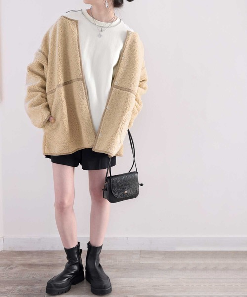 「classicalelf」 ノーカラーコート LARGE ベージュ レディース_画像6