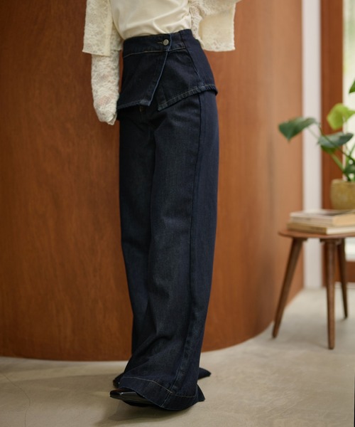 ジーンズ デニム デニムパンツ skirt layered flare denim pants 
