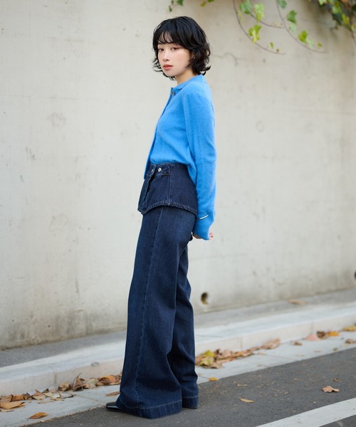 ジーンズ デニム デニムパンツ skirt layered flare denim pants 