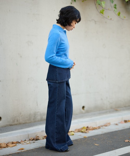 ジーンズ デニム デニムパンツ skirt layered flare denim pants 