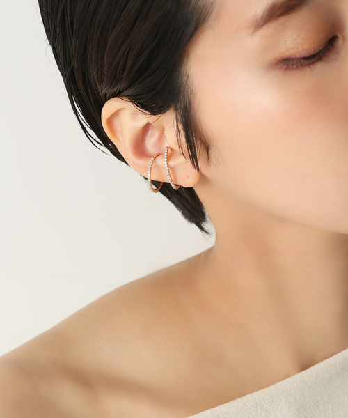 Lilas イヤーカフ オーバルダイヤイヤーカフ K10(片耳 Lilas イヤーカフ オーバルダイヤイヤーカフ K10(片耳