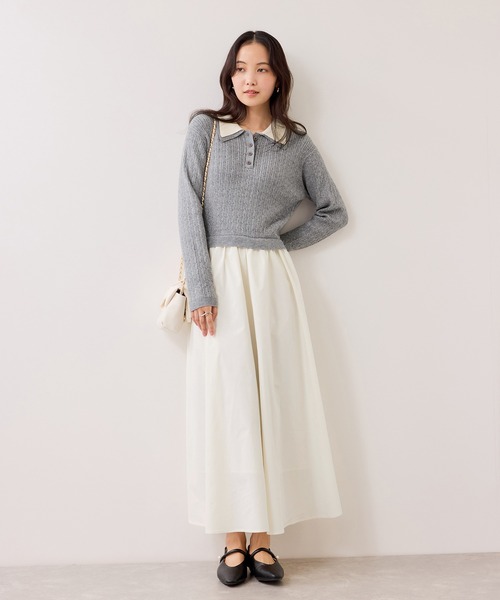 VIS（ビス） ワンピース ダブルカラーポロニットドッキングワンピース