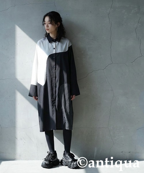 antiqua（アンティカ） シャツワンピース 切り替え シャツワンピース