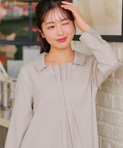 Tiaclasse ブラウス シャツ フロントタックシャツチュニック