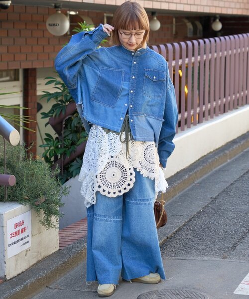 etsintä デニムONデニム etsinta（エシンタ） ワイドパンツ ジーンズ デニム デニムパンツ