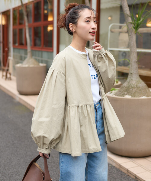 デニム　フレアジャケット エイミーロウ　レディース　美品 Eimee Law（エイミーロウ）の「ヘムフリルデニムGジャン（デニム