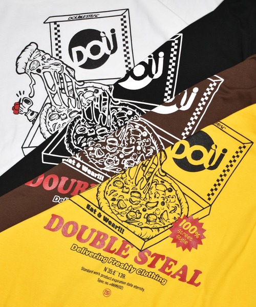 「DOUBLE STEAL」 半袖Tシャツ MEDIUM ダークブラウン メンズ_画像3