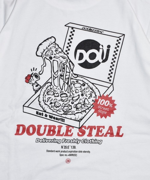 「DOUBLE STEAL」 半袖Tシャツ MEDIUM ダークブラウン メンズ_画像4