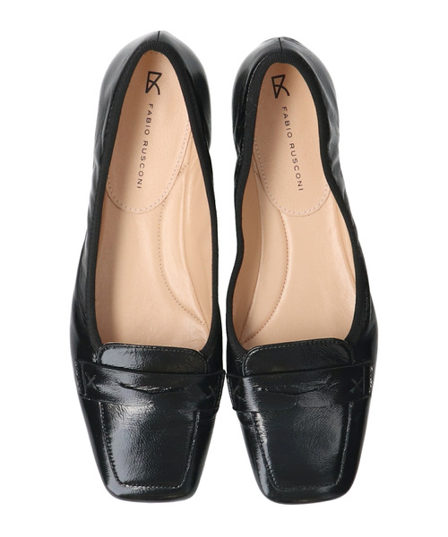 【極美品】FABIO RUSCONI フラットパンプス ブラック 37 FABIO RUSCONI（ファビオルスコーニ） フラットパンプス 37 ブラック系