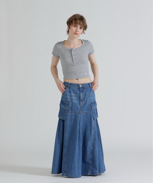 ＡＶＩＲＥＸ　ロングデニムスカート AVIREX（アヴィレックス） デニムスカート WAPPEN DENIM LONG SKIRT