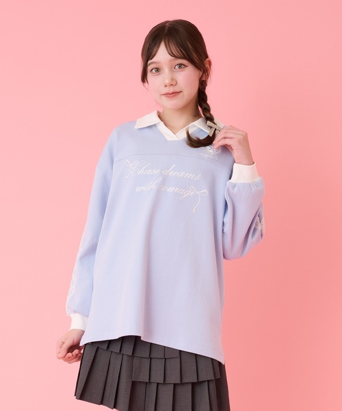 希少★レア★メゾピアノ　長袖カットソー mezzo piano Junior（メゾピアノ ジュニア） tシャツ 袖レース