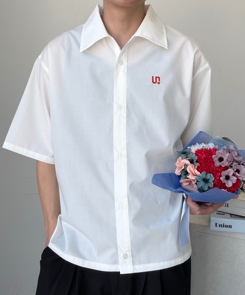 UNDERSTATEMENTs シャツ 半袖 「ユニセックス」ワンポイント刺繍半袖