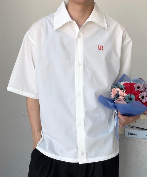 UNDERSTATEMENTs シャツ 半袖 「ユニセックス」ワンポイント刺繍半袖