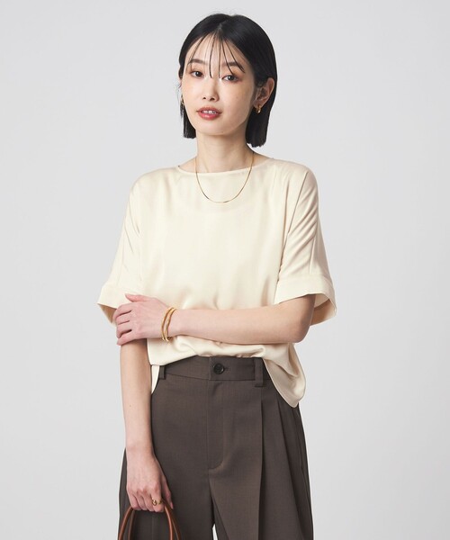 ブラウス シャツ サテン TEE ブラウス レディースの画像
