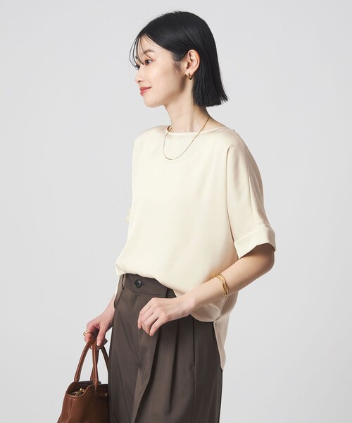 ブラウス シャツ サテン TEE ブラウス レディースの画像