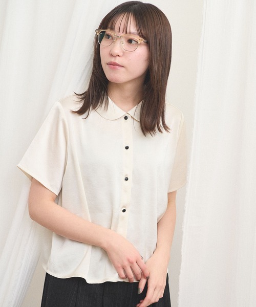 fig London（フィグロンドン） ブラウス シャツ 半袖 _pure satin 