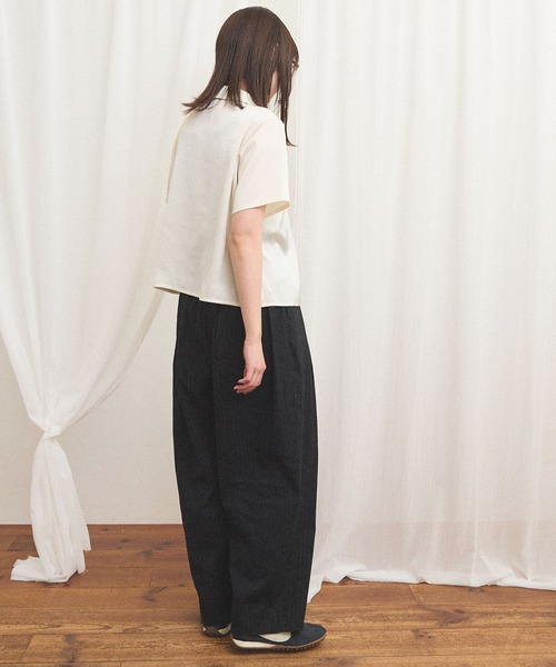 fig London Wendy shirt 半袖シャツ fig London（フィグロンドン） ブラウス シャツ 半袖 _pure satin