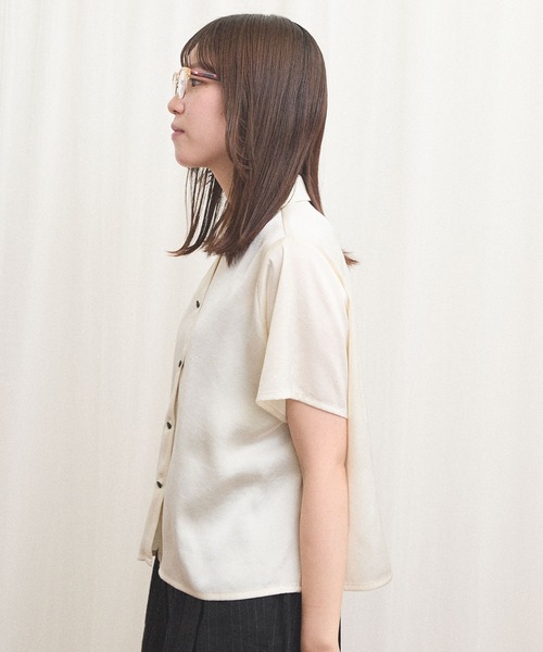 fig London（フィグロンドン） ブラウス シャツ 半袖 _pure satin