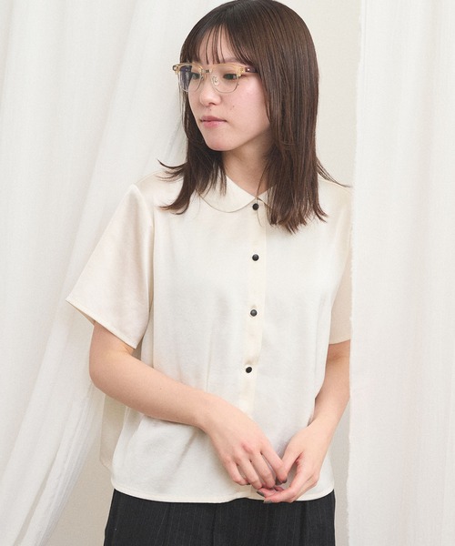 fig London（フィグロンドン） ブラウス シャツ 半袖 _pure satin