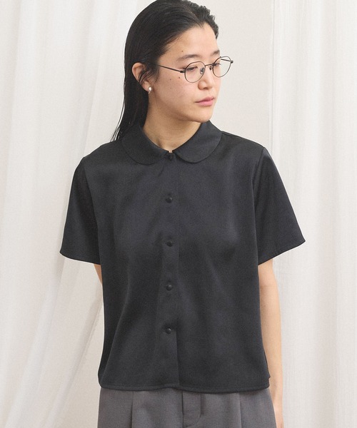 fig London（フィグロンドン） ブラウス シャツ 半袖 _pure satin