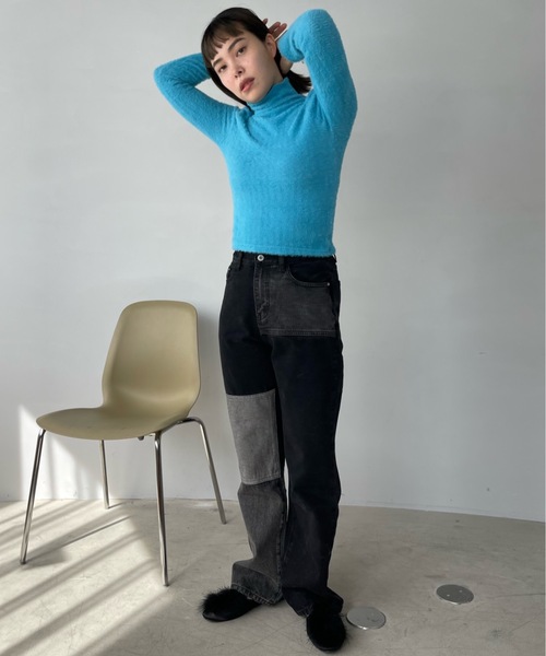 「SANSeLF」 デニムパンツ FREE ブラック レディースの画像