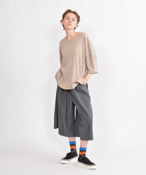 「gomme」 7分袖カットソー MEDIUM ブラック レディース_画像2