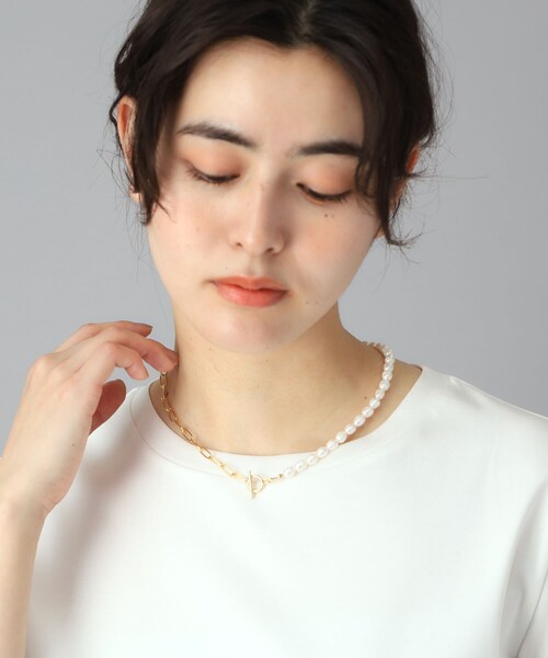 ネックレス 淡水パール×チェーンネックレス レディースの画像