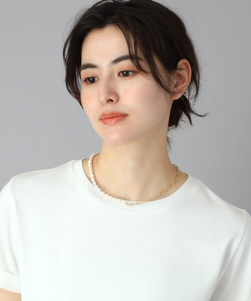 ネックレス 淡水パール×チェーンネックレス レディースの画像