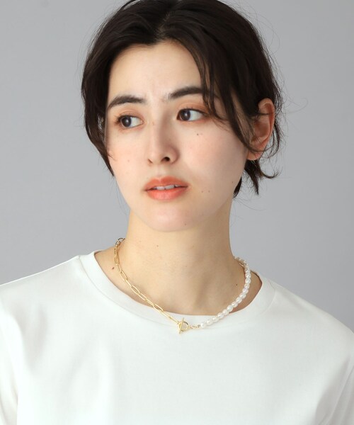 ネックレス 淡水パール×チェーンネックレス レディースの画像