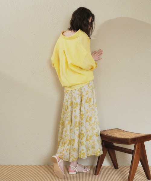 YECCA VECCA（イェッカヴェッカ） スカート ボタニカル柄シアーロング